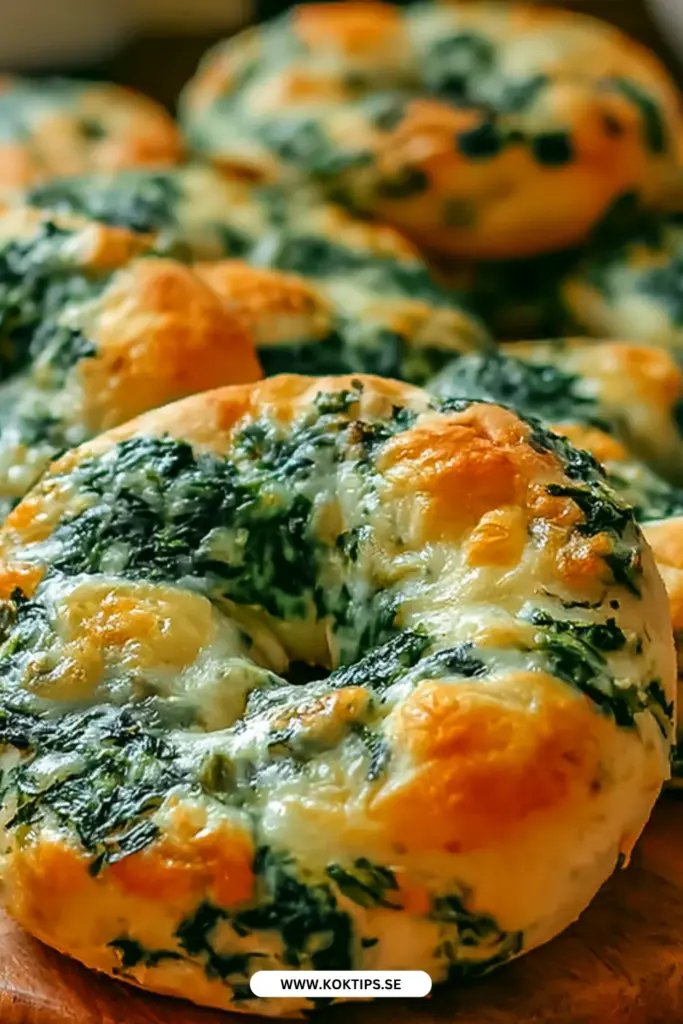 Spenat kesobagels från grunden: hemlagade bagels med färska ingredienser