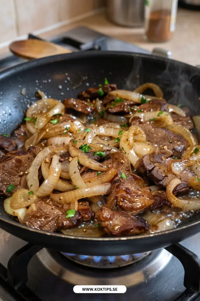 Stekt lever med lök och krämig gräddsås: så gör du det perfekt hemma