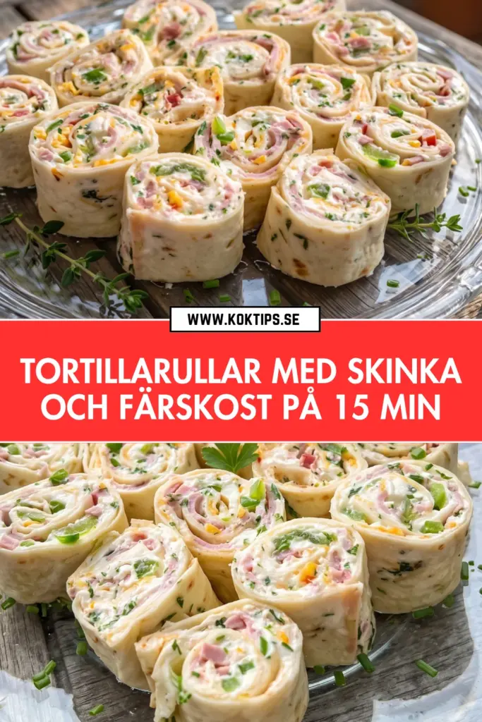 Tortillarullar med skinka och färskost: det enklaste snacket på 15 min