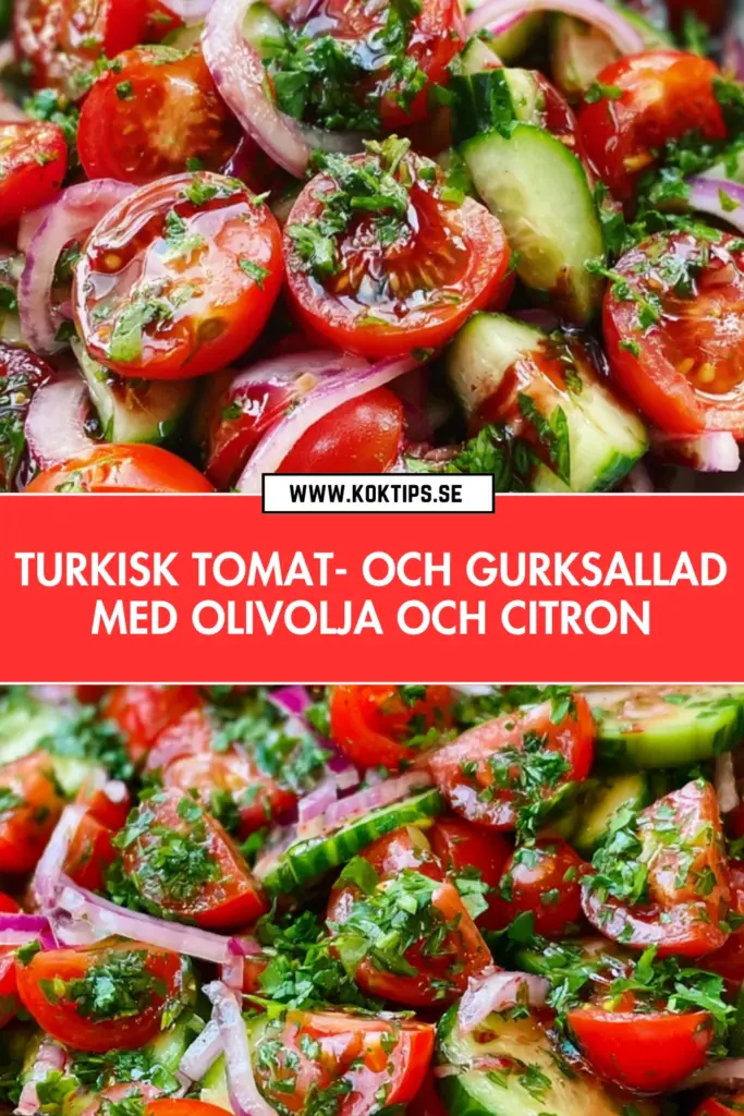 Turkisk tomat- och gurksallad med olivolja och citron