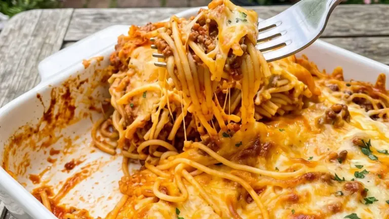 Ugnsbakad spaghetti med köttfärssås: det bästa hemlagade receptet