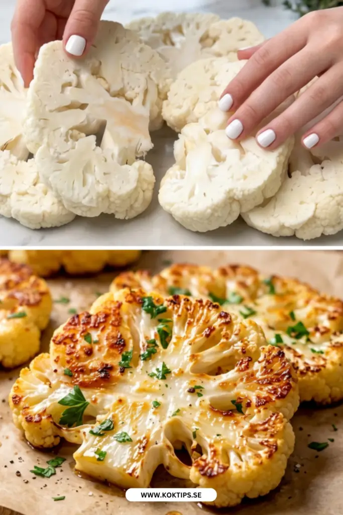 Ugnsbakade blomkålsbiffar med parmesan: det godaste vegetariska receptet