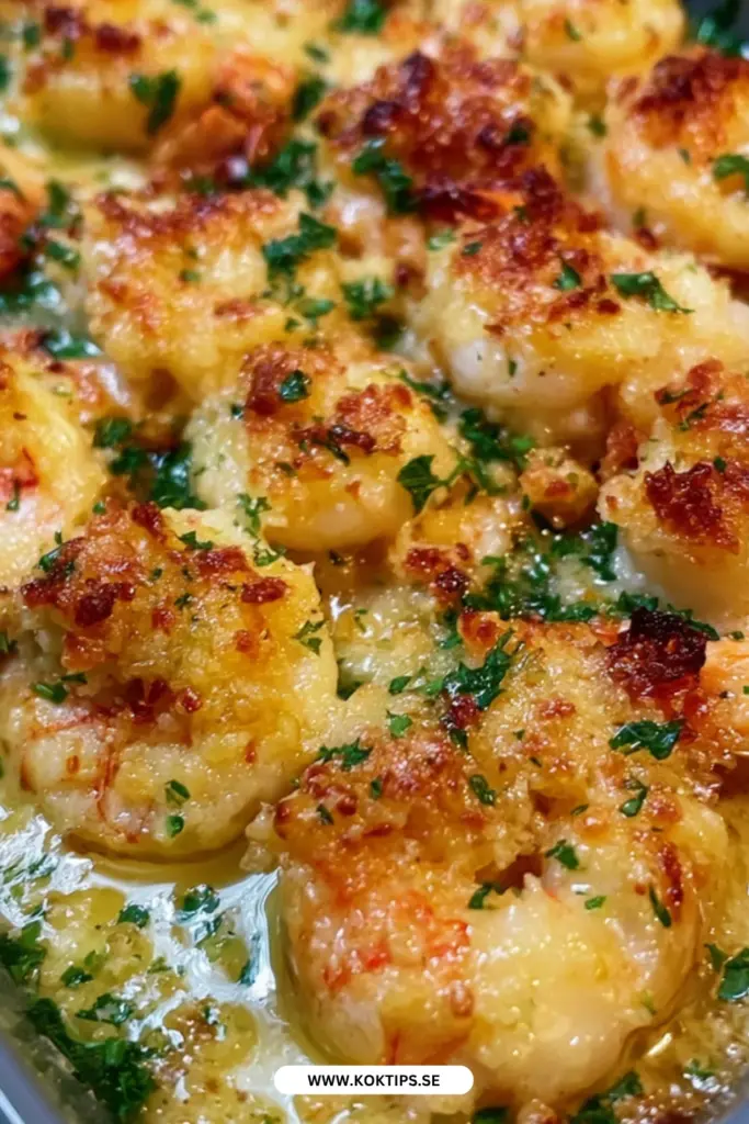 Vitlöksgratinerade räkor med krispig parmesan: det bästa hemlagade receptet