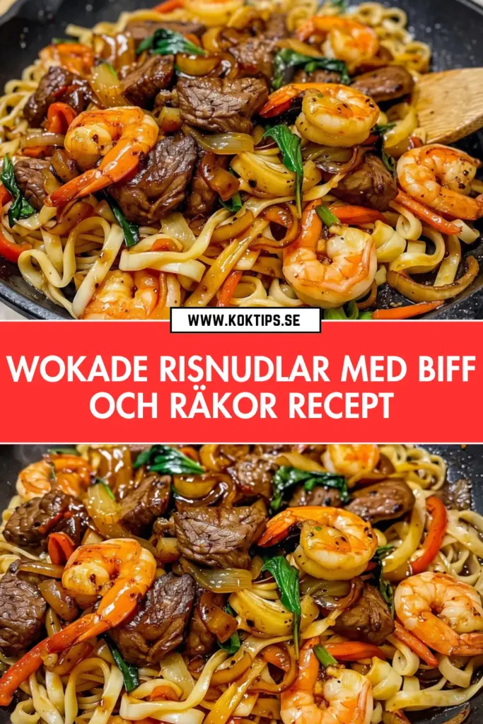 Wokade risnudlar med biff och räkor: det godaste receptet du gör på 30 minuter