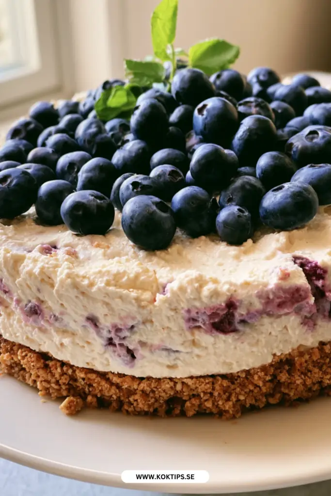Blåbärscheesecake utan ugn: det krämigaste receptet du någonsin smakat