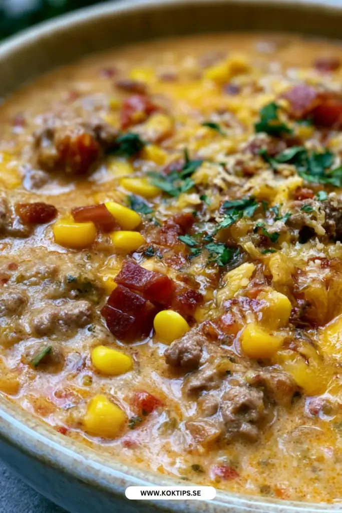 Krämig tacosoppa på nötfärs och cheddar: snabb vardagsmat med stor smak