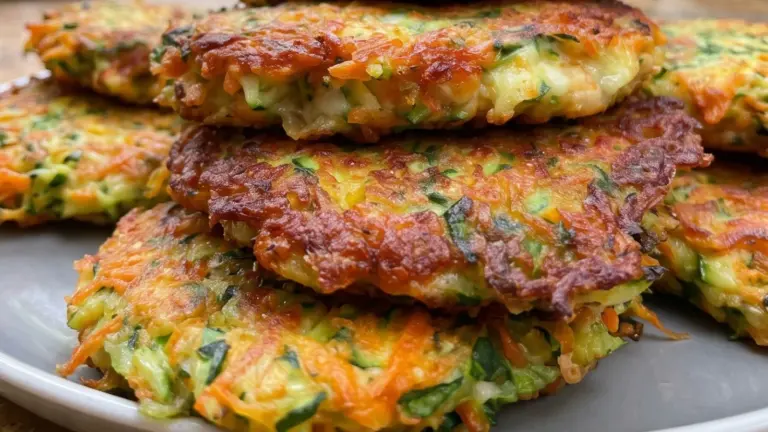 Enkla grönsaksplättar på zucchini och morot som alltid blir perfekta