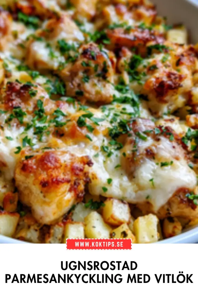 Parmesankyckling med vitlök och potatis: enkelt, krämigt och redo på under en timme