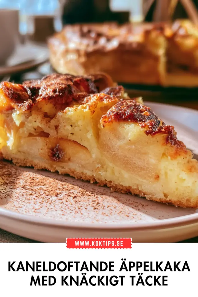 Enkel Kaneldoftande äppelkaka med gyllene yta och mjuk insida