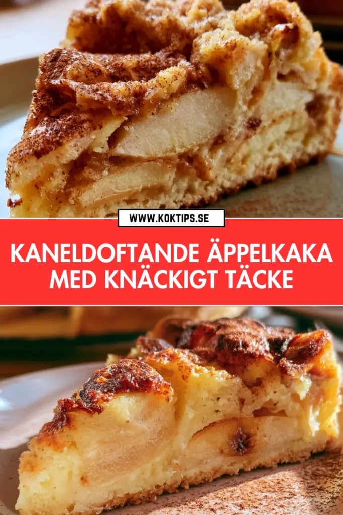 Enkel Kaneldoftande äppelkaka med gyllene yta och mjuk insida