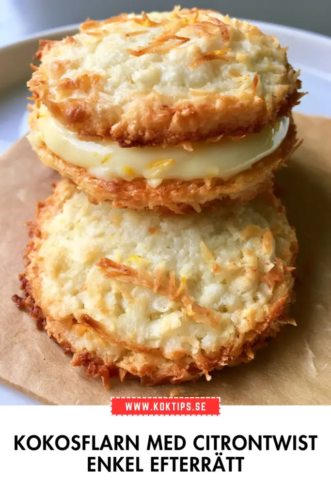 Klassiska kokosflarn med citrontwist, spröda kakor med len citronkräm