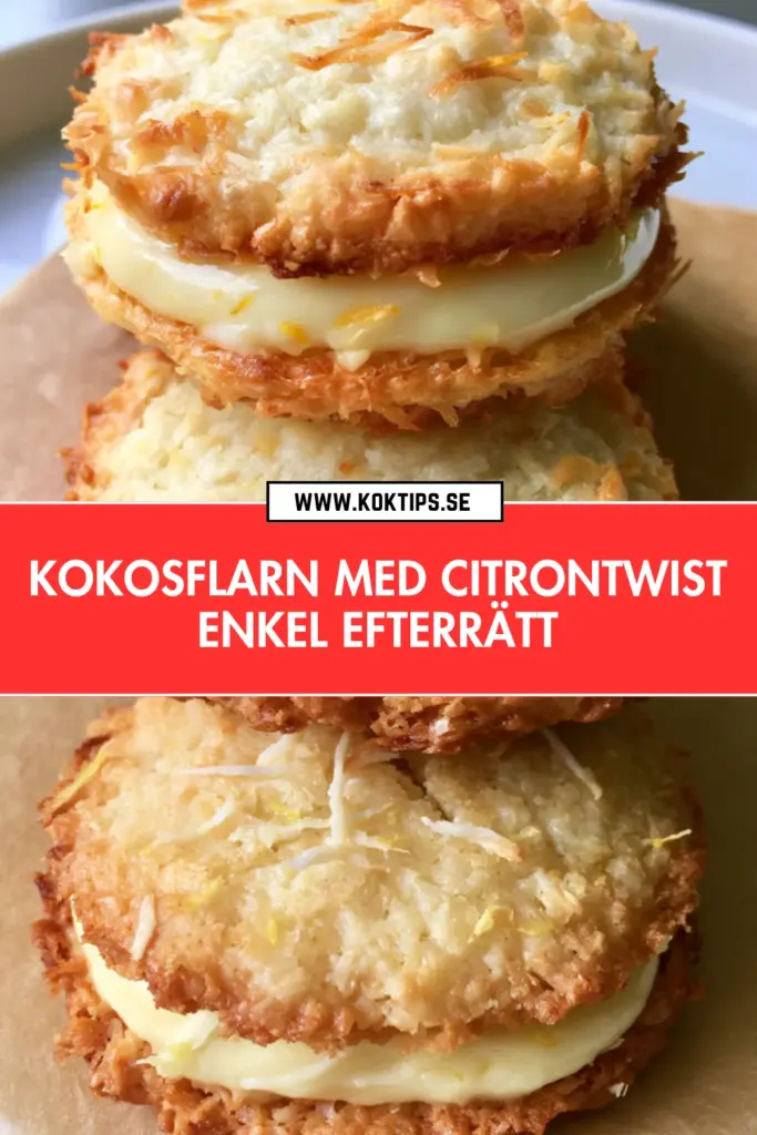 Klassiska kokosflarn med citrontwist, spröda kakor med len citronkräm