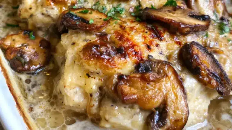 Bästa krämig kycklinggratäng med champinjonsås, hemlagad och superenkel