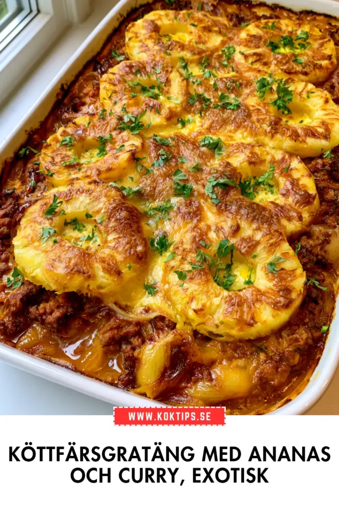 Bästa köttfärsgratäng med ananas och curry för en vardagsmiddag med retrokänsla