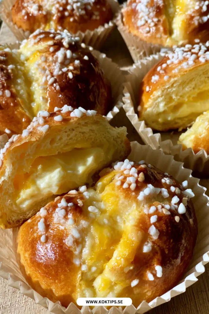 Saffransbullar med vaniljkräm som blir extra fluffiga hemma