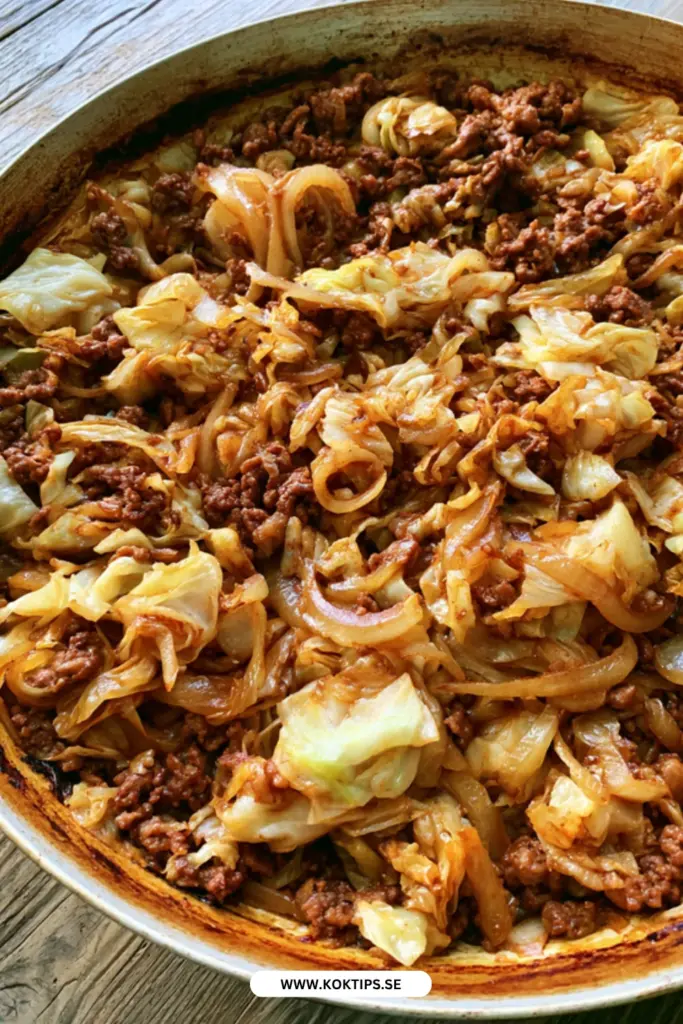 Kålpanna med köttfärs med kryddig smak – ett hemlagat och mättande recept