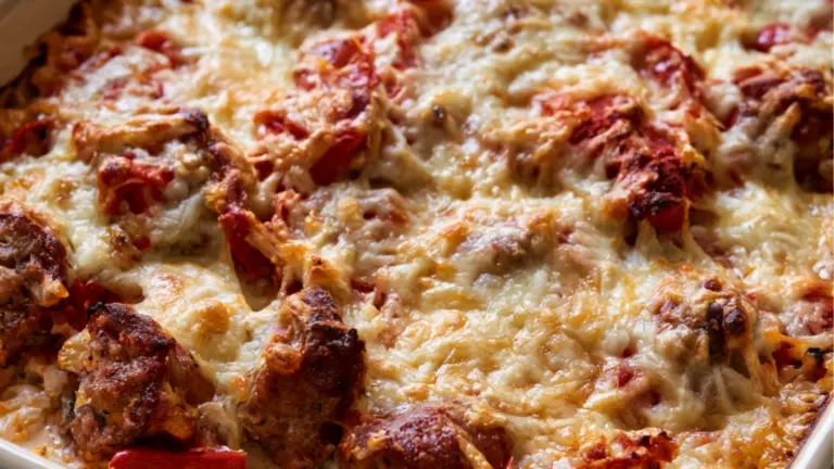 Snabb korvgryta med osttäcke i ugn, perfekt till vardag och matlåda