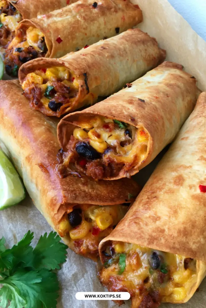 Krispiga taco-vårrullar i ugn med smakrik fyllning